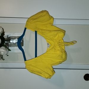 Yellow crop top with front ruched detail